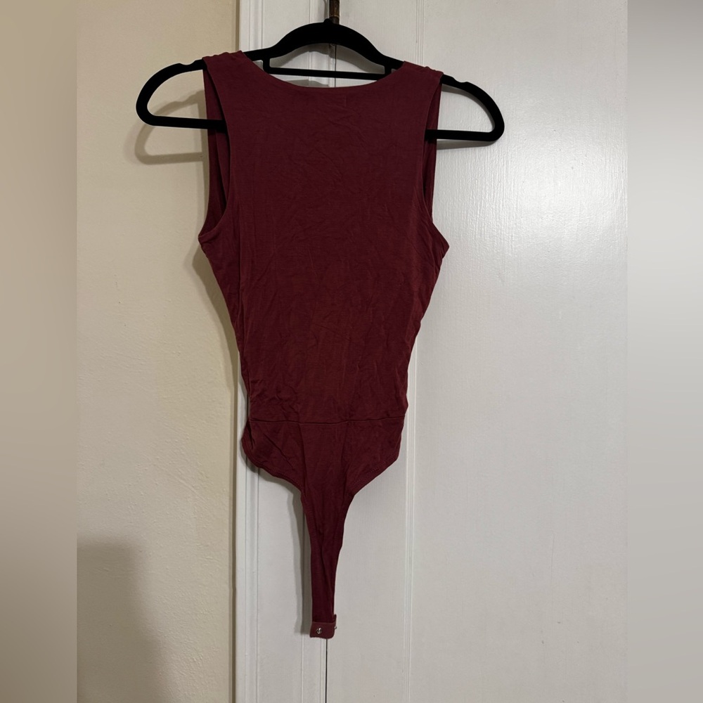 Vibrant Burgundy Wrap Bodysuit - Picture 3 of 3